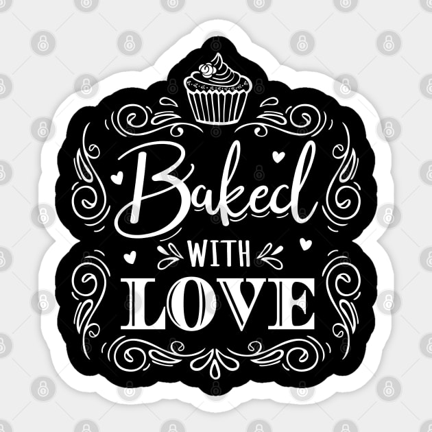 Baked with love baker baking saying gift Sticker by FloraLi